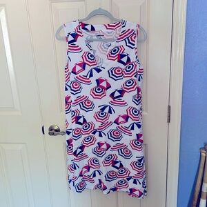 Land's End Women's Sleeveless Cotton Shift Beach Umbrella Dress w/Pockets medium